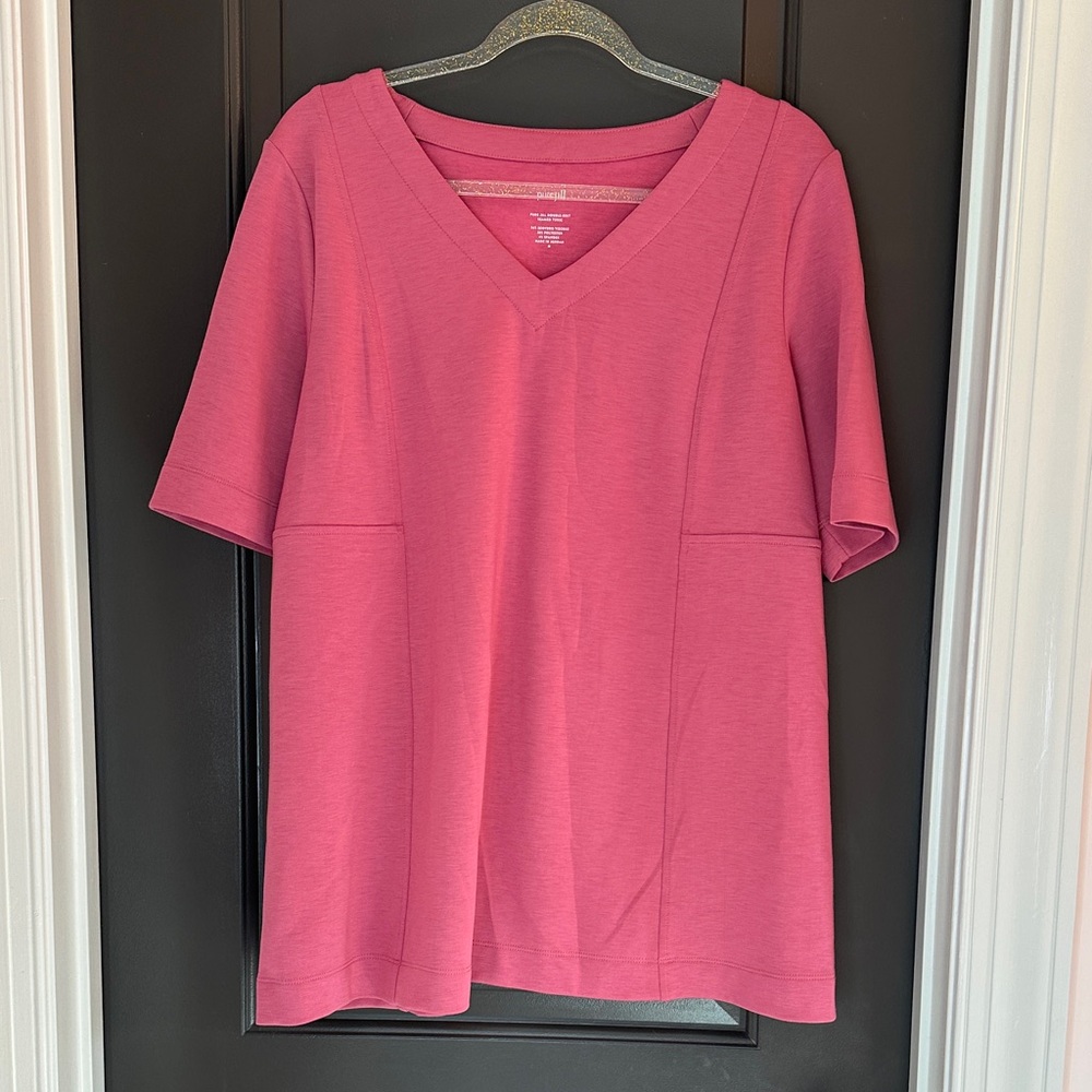 J. Jill Pink Short Sleeve V-Neck Tee Size M